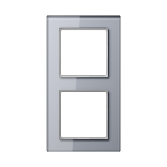 Рамка для вертикальной и горизонтальной установки, 2 поста, стекло - Серый