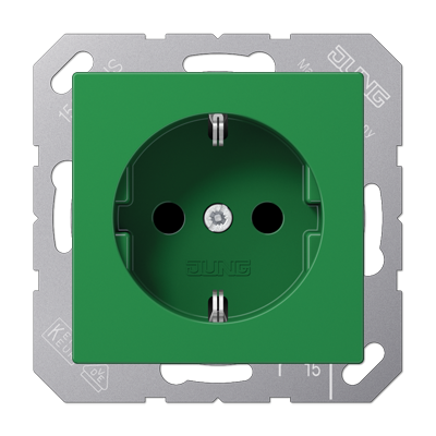 Штепсельная розетка SCHUKO 16A 250V~; термопласт; зеленая A1520BFGN