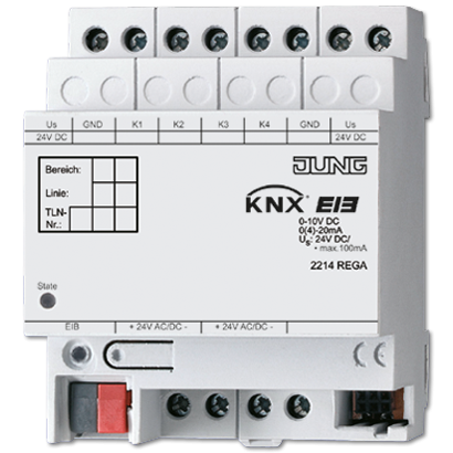 KNX/EIB-интерфейс аналоговый, 4 входа 2214REGA