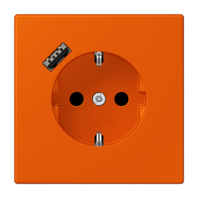 Розетка 2К+З 16А 250В~, с разъемом USB Typ A, orange vif LC1520-18A260