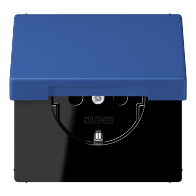 SCHUKO®-розетка с откидной крышкой и со встроенной повышенной защитой от прикосновения bleu outremer 