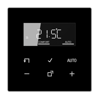 Терморегулятор теплого пола, электронный,  в рамку цвета матовый черный 