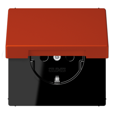 SCHUKO®-розетка с откидной крышкой и со встроенной повышенной защитой от прикосновения rouge vermill 