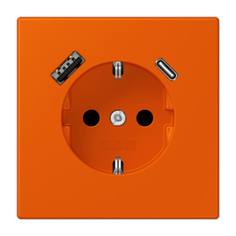 Розетка 2К+З 16А 250В~, с разъемом USB Typ AC, orange vif