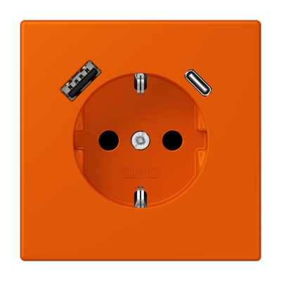 Розетка 2К+З 16А 250В~, с разъемом USB Typ AC, orange vif LC1520-15CA260