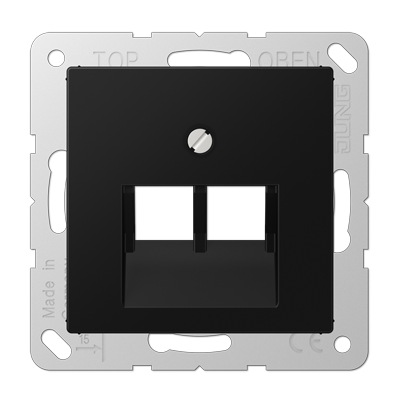 A500 Накладка для комп./тлф. розетки 2хRJ45, цвет матовый черный A569-2BFPLUASWM