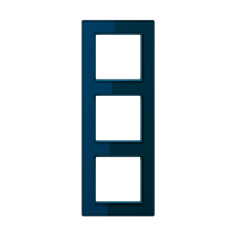 Рамка для вертикальной и горизонтальной установки, 3 поста, стекло - Синий