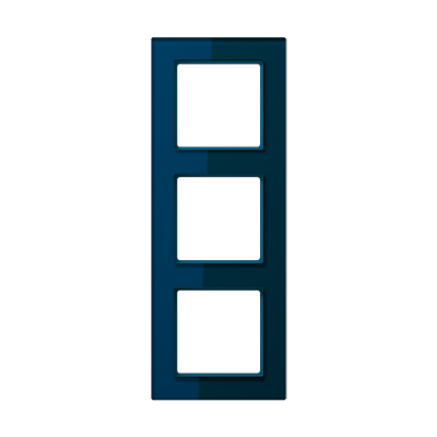 Рамка для вертикальной и горизонтальной установки, 3 поста, стекло - Синий AC583GLNB