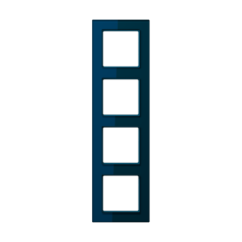 Рамка для вертикальной и горизонтальной установки, 4 поста, стекло - Синий