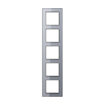 Рамка для вертикальной и горизонтальной установки, 5 постов, стекло - Серый
