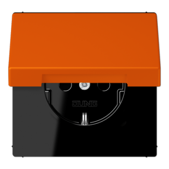 Розетка с крышкой 2К+З 16А 250В~, orange vif