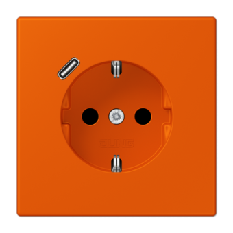 Розетка 2К+З 16А 250В~, с разъемом USB Typ C, orange vif