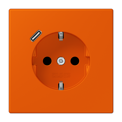 Розетка 2К+З 16А 250В~, с разъемом USB Typ C, orange vif LC1520-18C260
