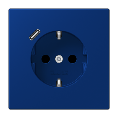 Розетка 2К+З 16А 250В~, с разъемом USB Typ C, bleu outremer fonce LC1520-18C261